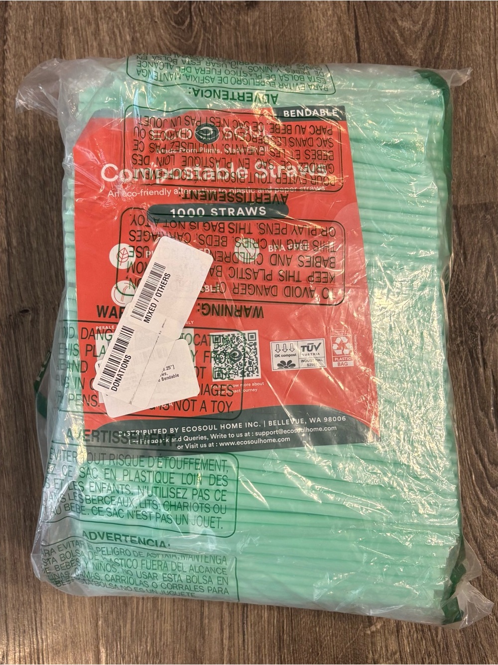 ECO SOUL Compostable Mint Green Bendable Straws - Pack of 1000 -  NEW